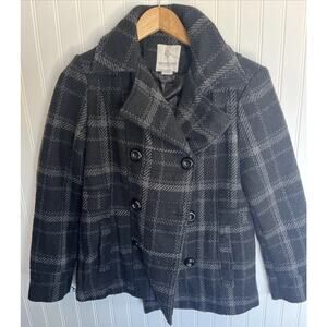 Weather Tamer Women's Black and Grey Pea Coat Size M
